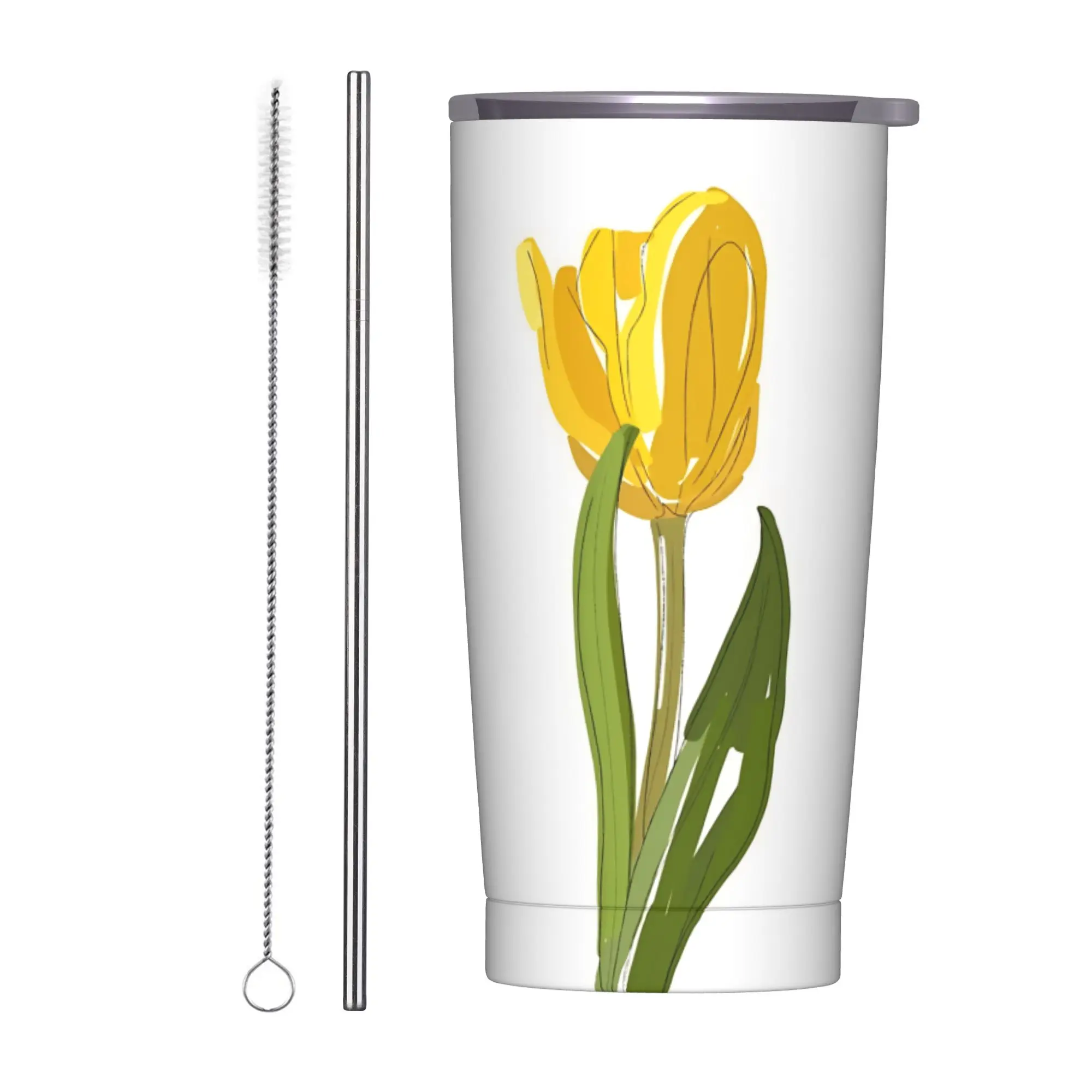 Yellow Tulip Bicycle And Hello Sunshine Tumbler  Portable Cold and Hot Water Bottle Stainless Steel Travelist Car Mugs,