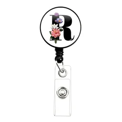 2023 Latest Nurse Doctor Badge Reel Retractable ID Badge Holder A-Z Round Glass Key Ring ID Name Card Office Supplies