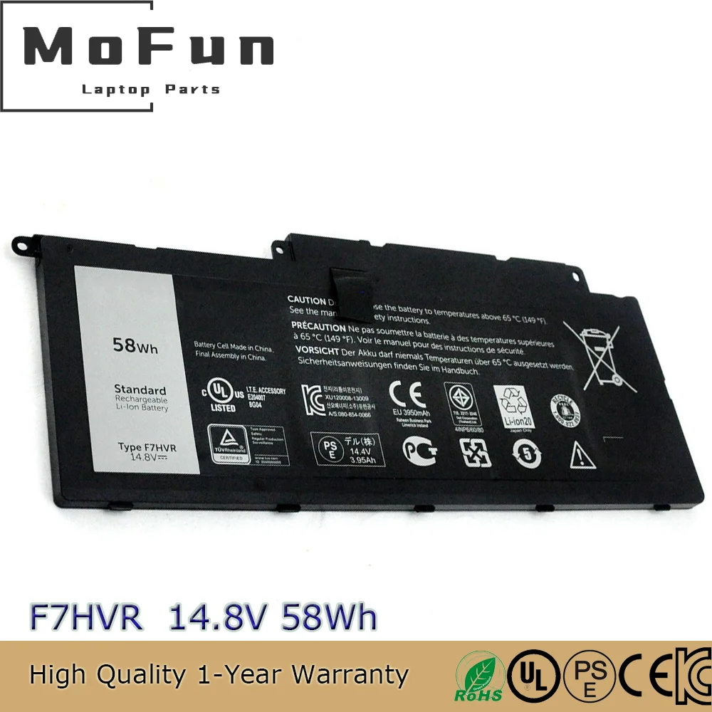 Genuine Battery F7HVR F9HRXJ 62VNH for Inspiron 15 7000 17 7000 7737 N7746 Series-