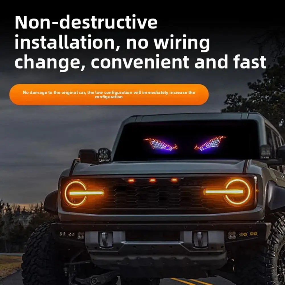 New Car Devil Eyes Light Dynamic Vehicle Windshield Digital LED Sign Display Auto Exterior Decorations Lamp Accessories