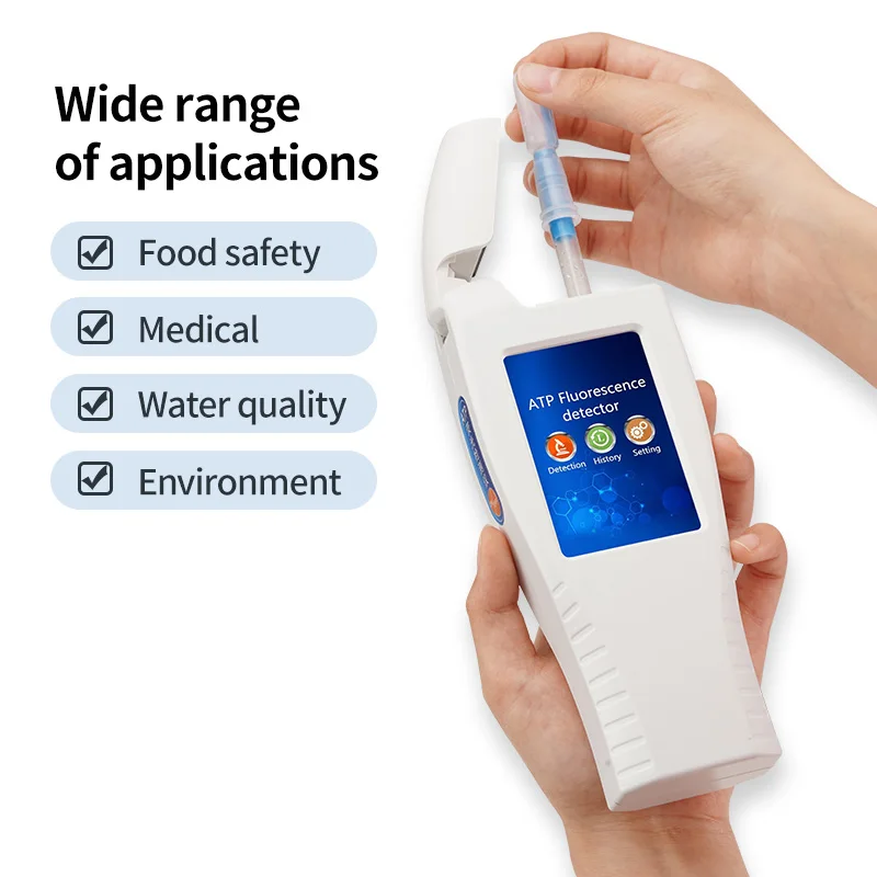 Rilevatore elettronico portatile di fluorescenza ATP Analizzatore rapido di batteri portatile da 1 anno per il rilevamento di macchine per acqua liquida leggera