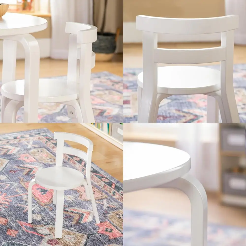 

Белый детский стол и стулья в скандинавском стиле: круглый деревянный стол с 4 стульями для игровой комнаты, спальни или занятий в классе