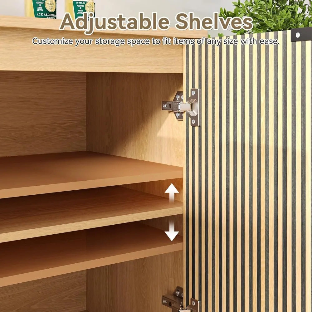 خزانة بوفيه جانبية مع مساحة تخزين، وخزانة Credenza الحديثة المزودة بأبواب وأرفف قابلة للتعديل، وخزائن تخزين لديني #4