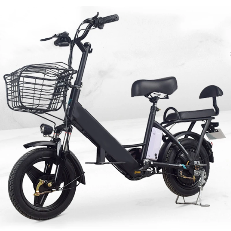 Manufacturer,OEM,14 Inch Household Electric Bicycle Storage Basket E-bike Two Seat 350W Lithium Battery Rider Electric Bike