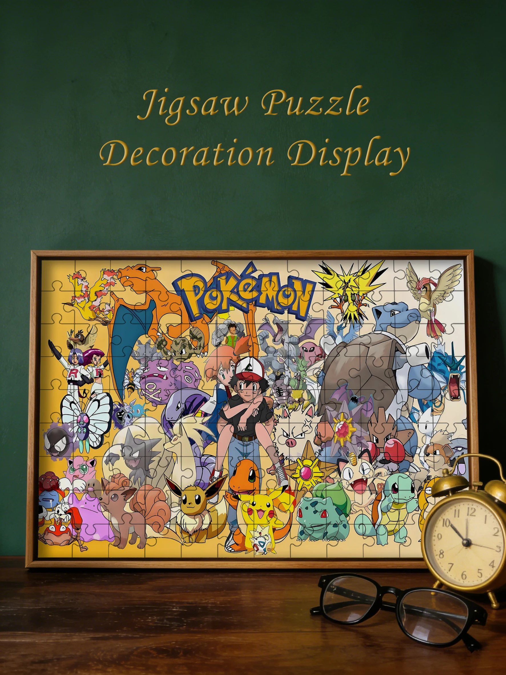 Drewniana układanka z motywem Pokemon Pikachu - zabawka edukacyjna w różnych rozmiarach: 108/200/300/500/1000 elementów.