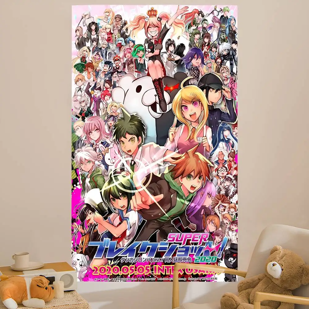 الكلاسيكية أنيمي Danganronpa مطبوعة كبيرة قماش مزخرف جداري رخيصة الهبي الجدار الشنق البوهيمي جدار المفروشات ماندالا ديكور المنزل