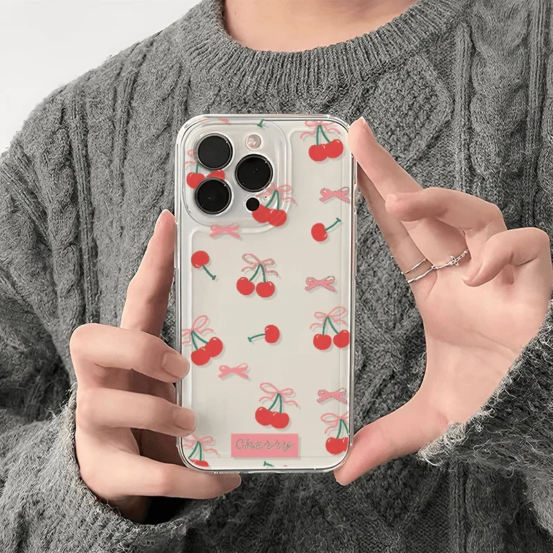 لطيف القوس زهرة الكرز طباعة جراب هاتف ل Realme C53 C51 C75 C67 C63 C65 9 12 برو زائد 8 9 برو 5 جرام غطاء الأزهار واضح Fundas