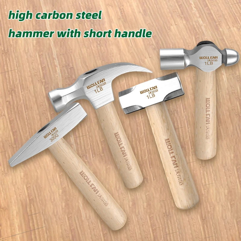 BAIHU Mini Hammer High Carbon Steel Hammer Solid Wood Short Handle Octagonal or Round Head Hammer Small Manual Hardware Tool image 6