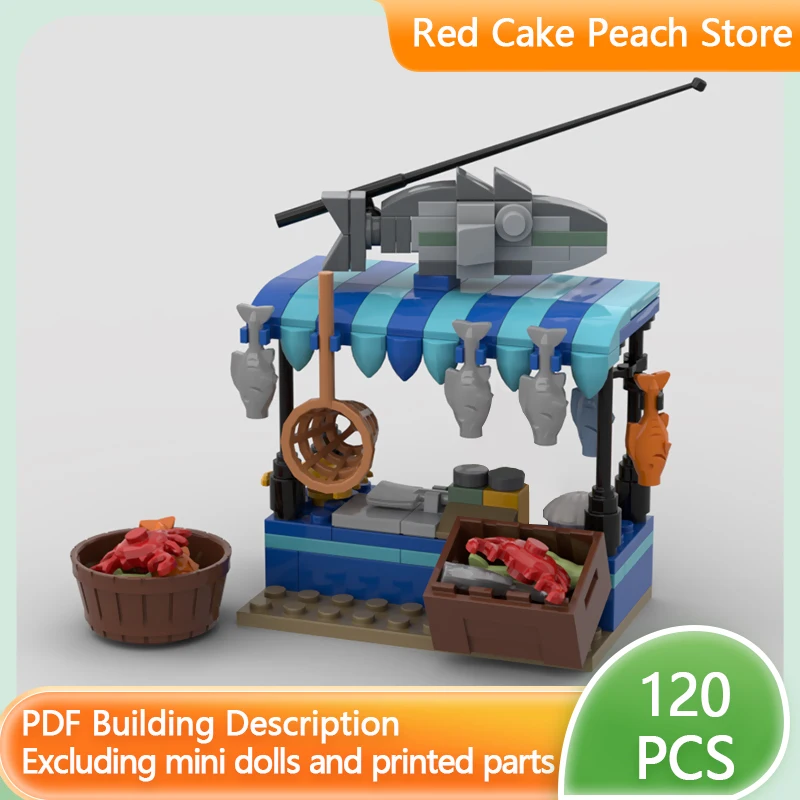 

Модель городской улицы MOC, строительные блоки, модульная конструкторская система «Рыболовный киоск», развивающая игрушка для детей, подарок на праздник, набор для сборки