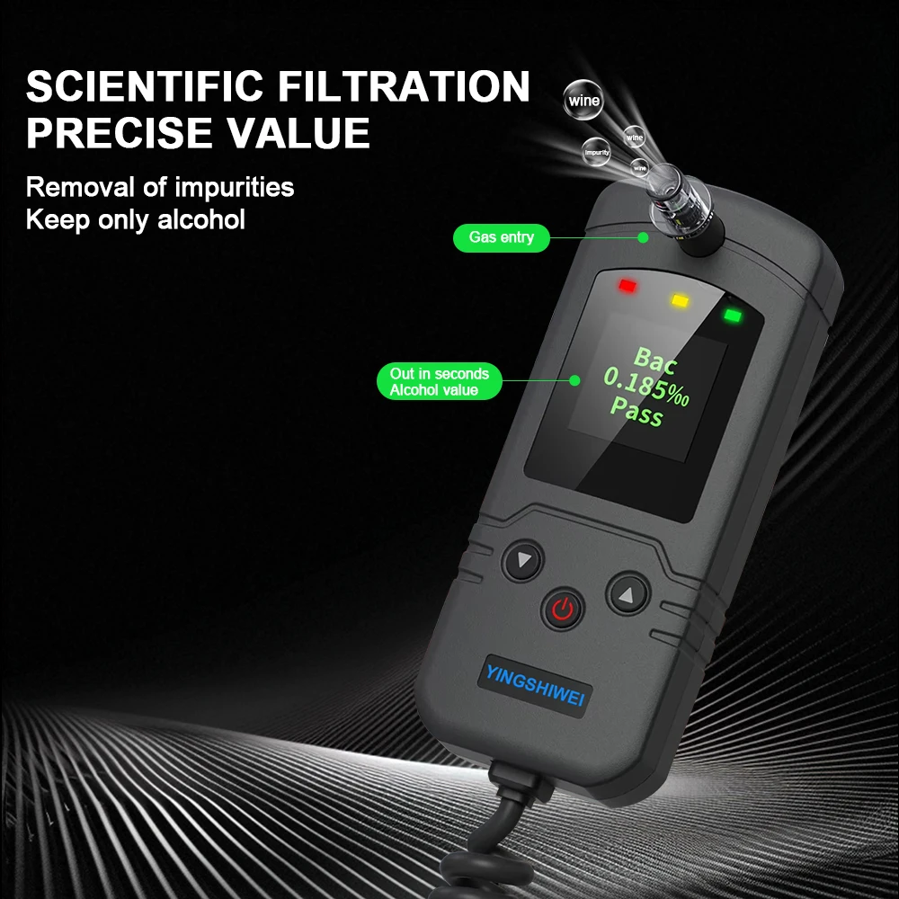 Driver Personal test Breathalyzer ปลอดภัยขับรถไฟฟ้าเคมีเซนเซอร์ปรับจุดปลุกควบคุมรถเริ่มต้นเครื่องทดสอบแอลกอฮอล์