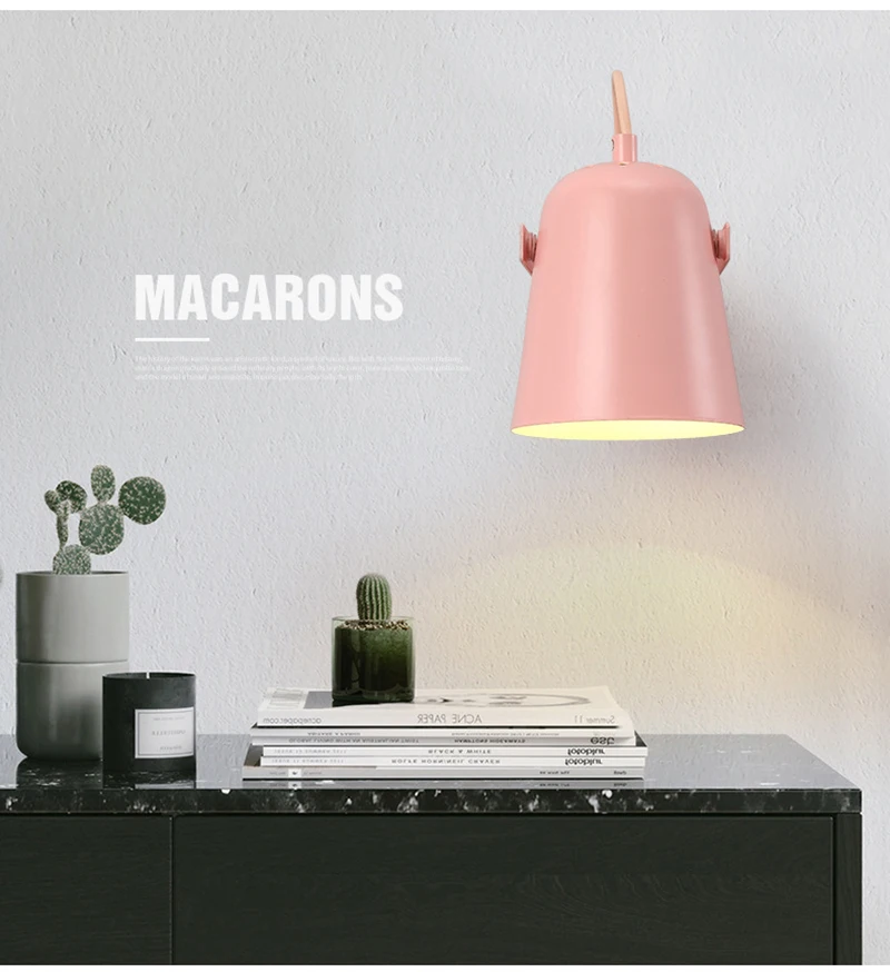 LED Wall Lamp Nordic Macaron Colorful Bedside Lamps Indoor Aisle Stair Background Adjustable Lighting Sconces Home Decors Lights