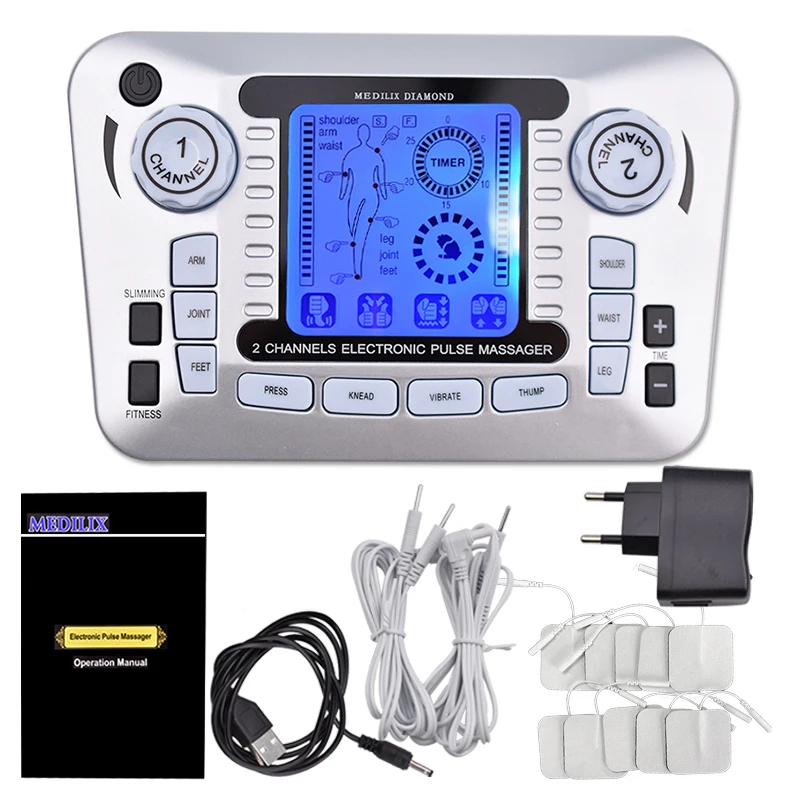 Tens Electrostimulation Eletric Muscle Stimulator EMS Body Massager Multi-Functional Pulse Baixa Frequência Fisioterapia Máquina