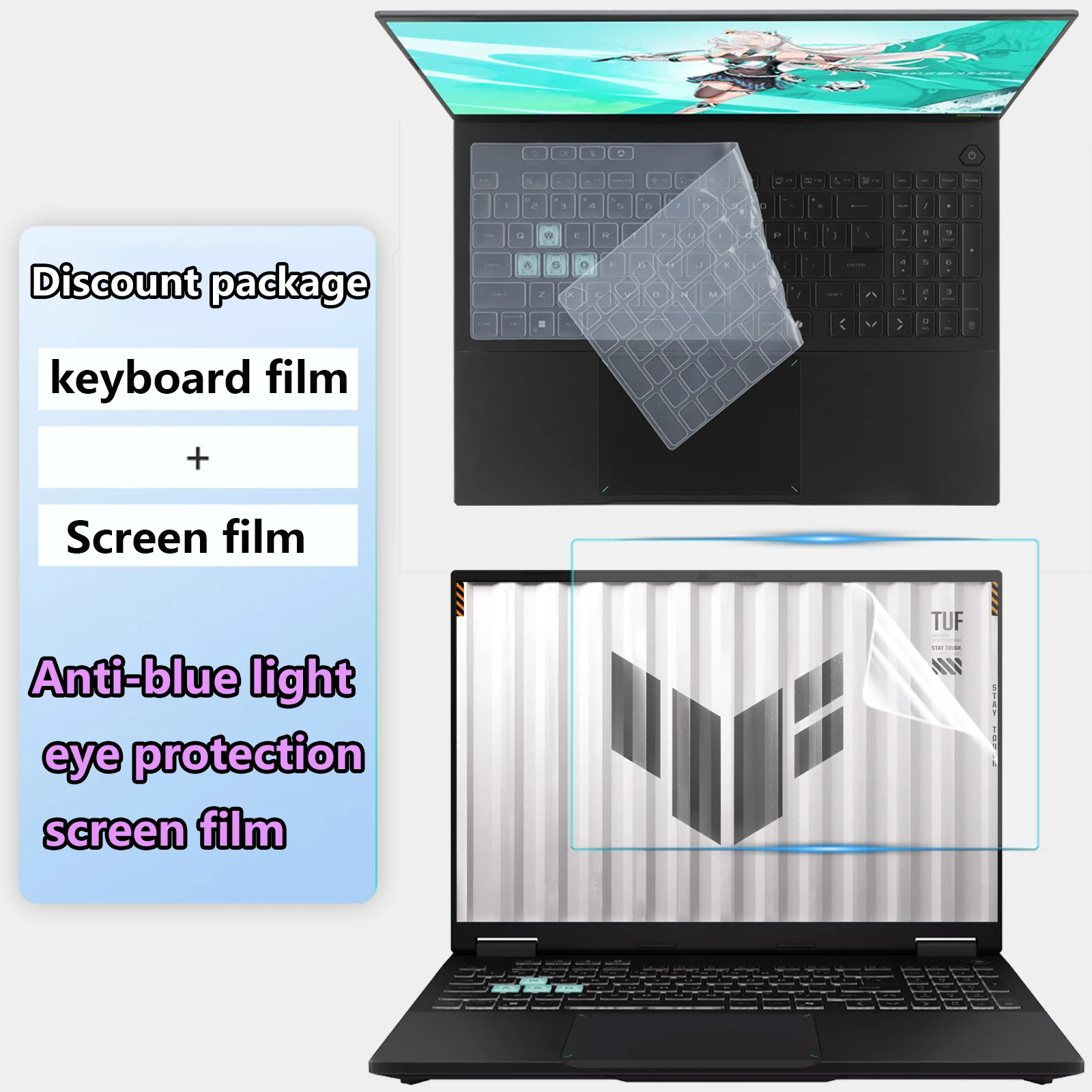 

For 18 inch ASUS TUF Gaming A18 2026/25 FA808F/PR/PP/PM/UM/UP/UH Laptop Keyboard Cover Matte Anti Glare Screen Protector Film