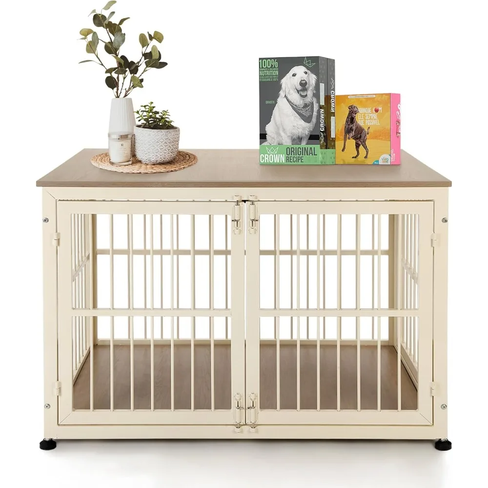 

32 Inch Heavy Duty Dog Crate Furniture for Medium and Small Dogs, Decorative Pet House End Table, Wooden Cage Kennel Furniture I