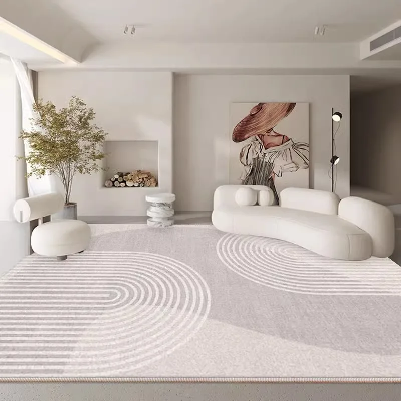 Artistic Beige Striped Carpet Minimalist Lines Decoration Living Room Carpets Large Size Luxurious Rugs Easy Clean Bedroom Rug