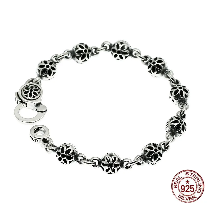 Trendy and Personalized Solid Ball Solid Silver S925 Bracelet Punk Fashion Hip Hop Handmade Silver Chain Jewelry