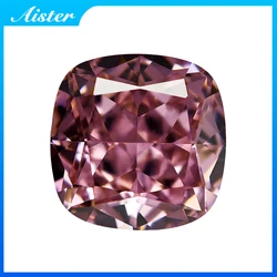 Now Fancy Purplish Pink Square Cushion Crushed Ice Cut Cubic Zirconia High Carbon Diamond CZ 4K Cutting 5A+ Quality