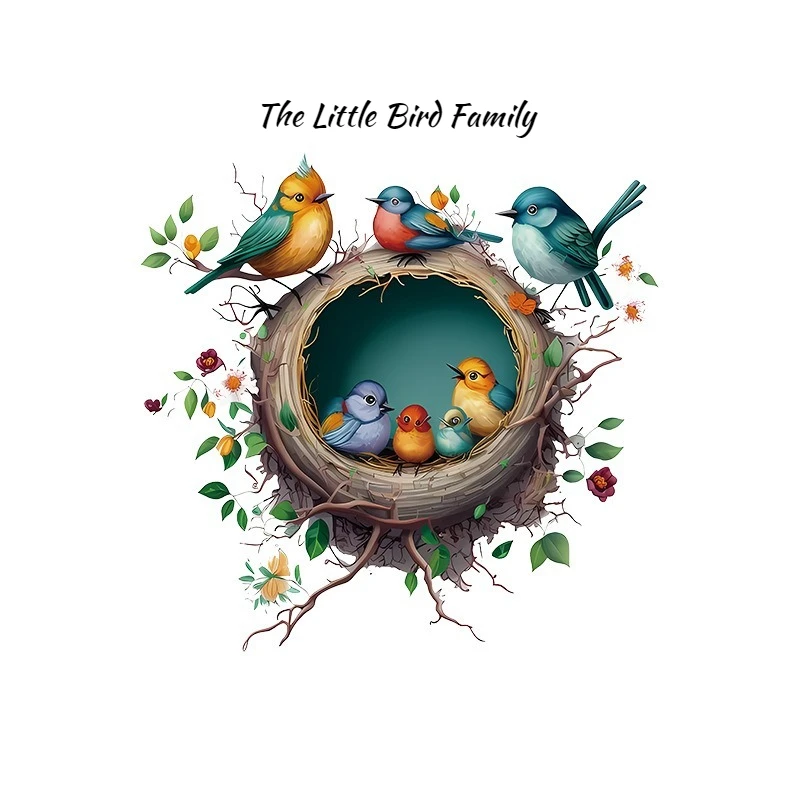 Cartoon The Little Bird Family Nest Bathroom Toilet Sticker Waterproof Decor Mural Model CH33560 Туалетные Наклейки