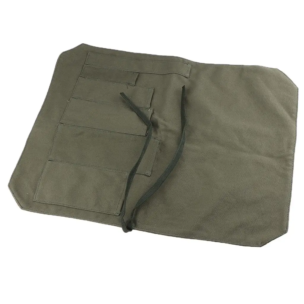 Portable Unisex Chef Canvas Wallet Carrying Case Roll 6 Compartments