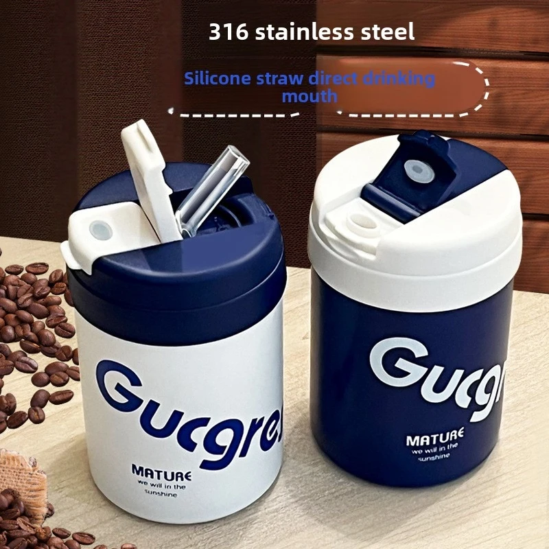 

Bulk CUSTOMIZE 316 Stainless Steel Insulated Coffee Cup Kids Small Straw Mug Student Office Drinking Bottle with Pattern