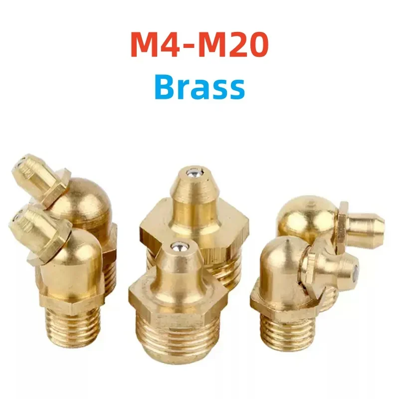 M4 M5 M6 M8 M10 M12 M14 M16 M20 Brass Grease Nipple Straight/45°/90° Joint Grease Gun Nozzles