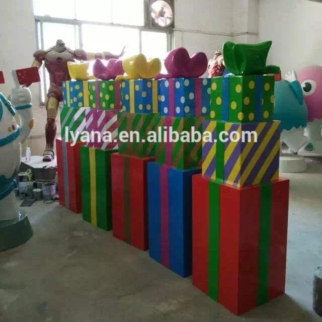 180cm Christmas Front door Stack gift box fiberglass stack Christmas gift box