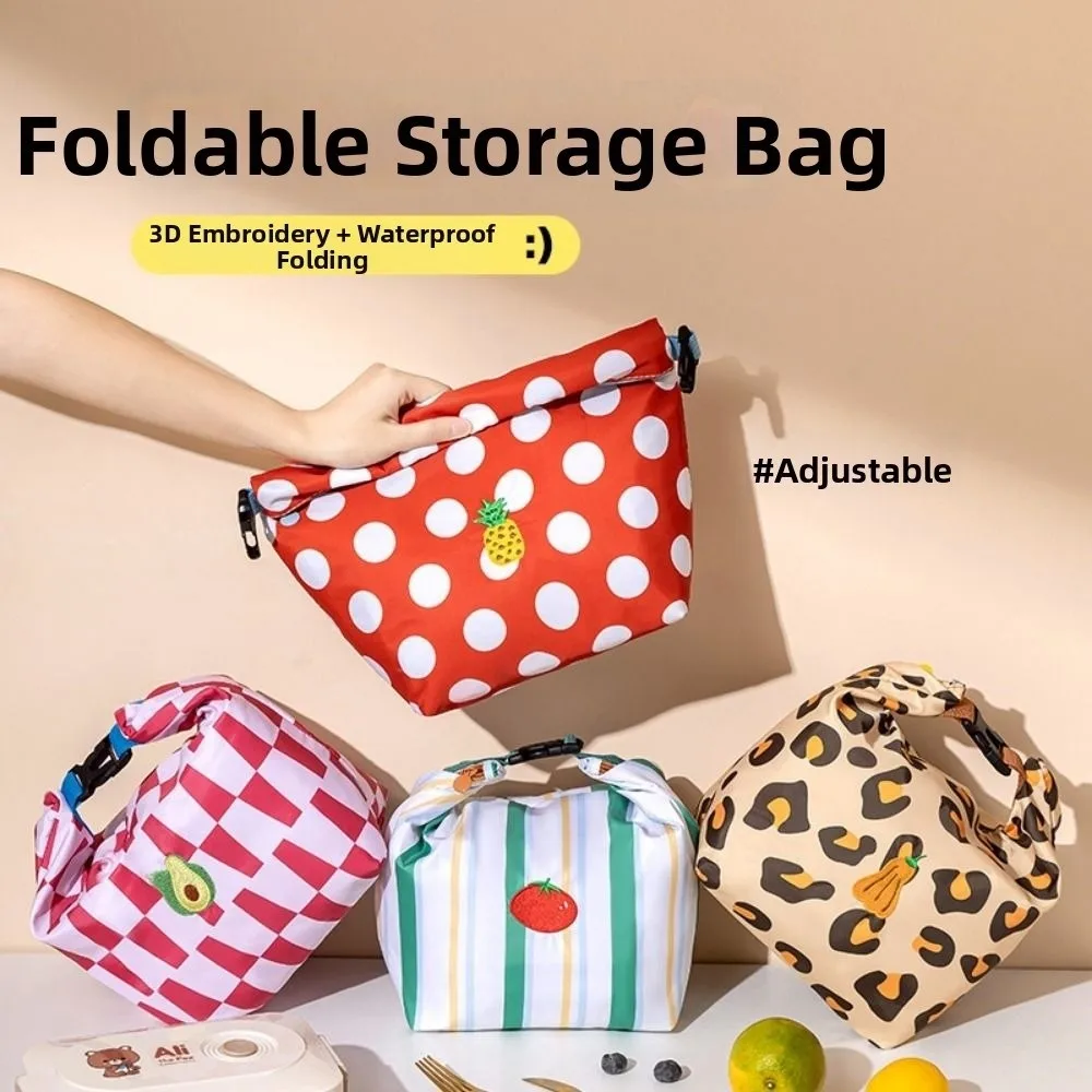 

Cartoon Large Capacity Lunch Bag Insulated Foldable Food Box Bag Waterproof Hand-Held Insulated Bag Vegetable Storage