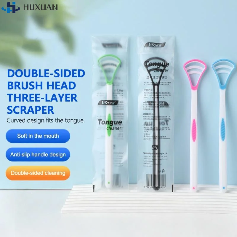 1PCS Silicone Tongue Scraper With Ergonomic Handle Double-sided Fresher Breath Tongue Cleaning Brush Oral Hygiene Tool