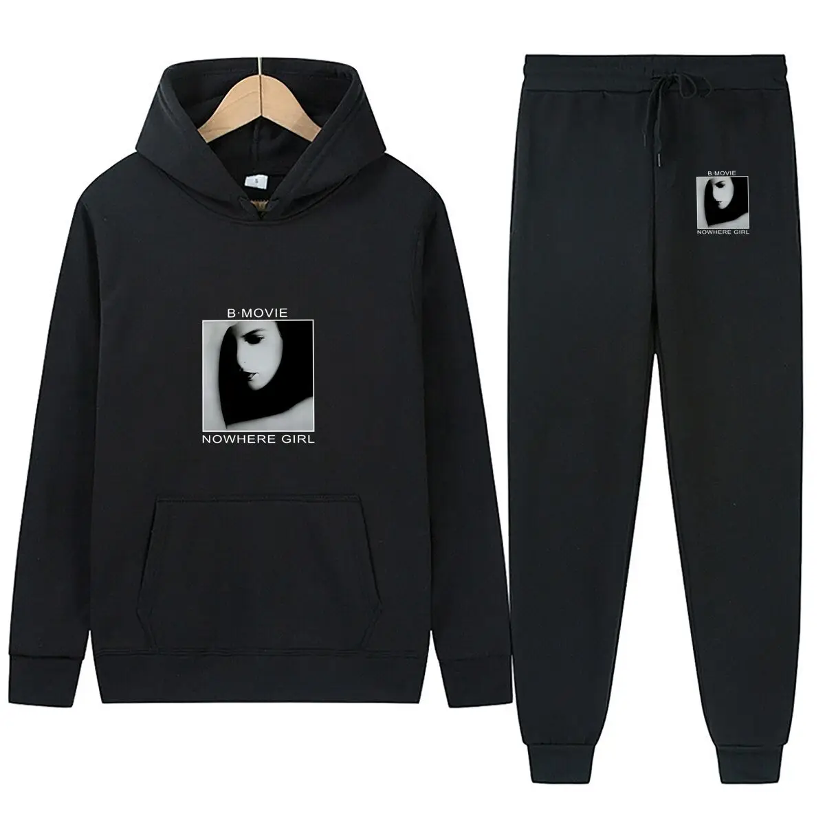 أسود - و - أبيض صورة 2025 ملابس رياضية رجالية جديدة مطبوعة مقنعين البلوز السراويل 2 قطعة مجموعة #4