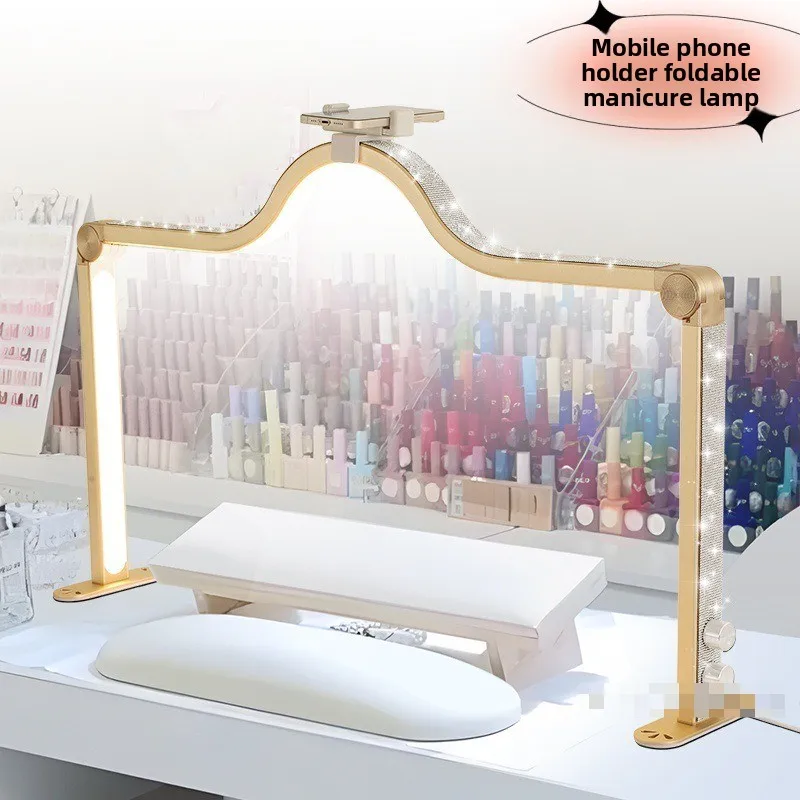 Beauty Lamp Nail Art Desktop Table Lamp Foldable Beauty Tattoo Embroidery Desktop Half Moon Large Size Nail Art Lighting Lamp