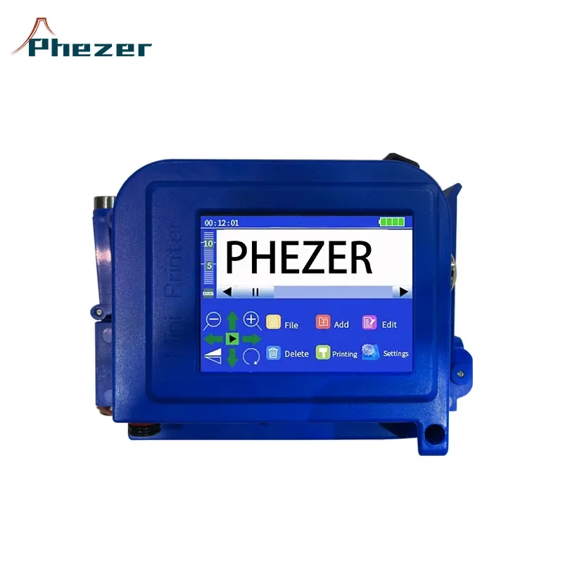 Phezer 휴대용 미니 프린터, PC11Plus, QR 바 배치 코드, 날짜 번호, 로고 만료 날짜, 휴대용 잉크젯 프린터, 12.7mm, 25.4mm