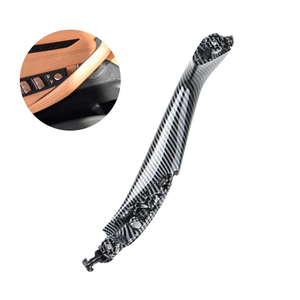 

Interior Doorknob Carbon Fiber Car Door Handle Inside Panel Trim Black Door Pull Handle 51417438523 for BMW 5 Series G30 G31 G38