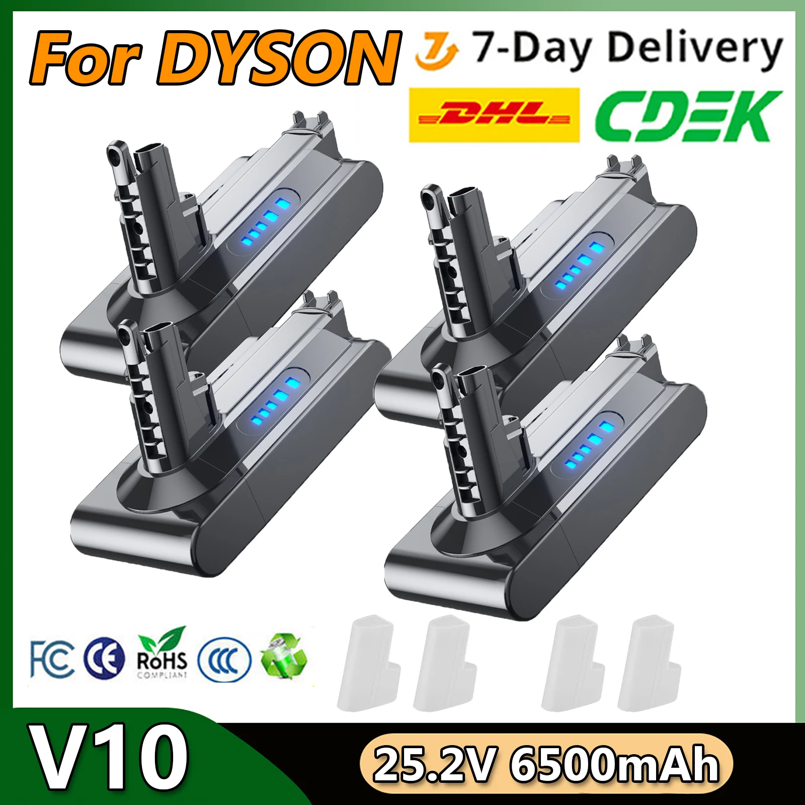 

6.5Ah For Dyson V10 Battery Li-ion 25.2V Rechargeable Batteries RH-10 SV10 SV12 Replacement battery with Protect Accessories