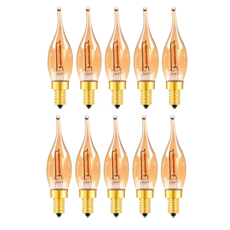 

LLCS-Candle Light Ampoule Candelabra E12 10 Pcs Dimmable C22 LED Filament Bulb 0.5W Amber Decorative Night Light E12 110V