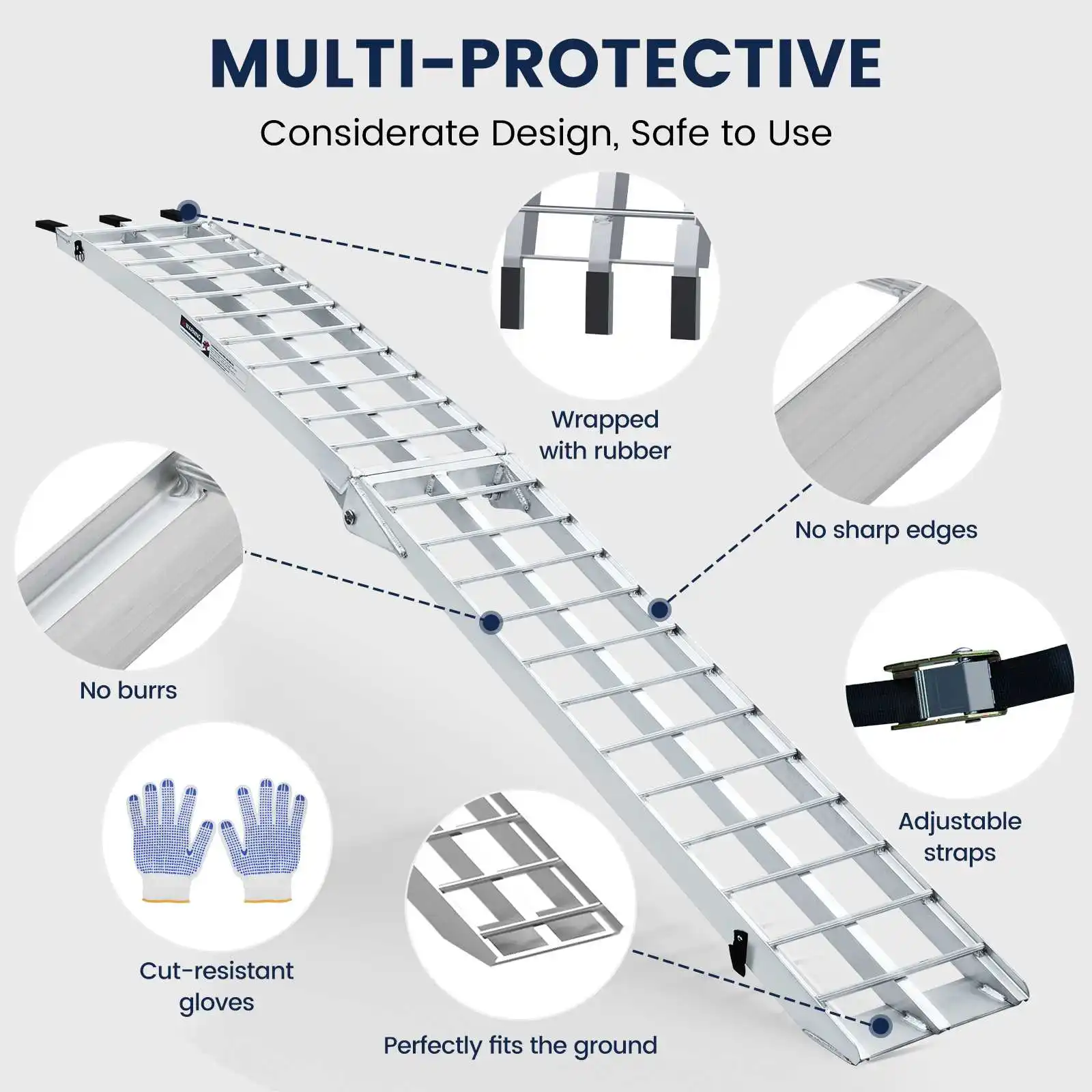 1700 lbs Aluminum Ramp Heavy Duty Aluminum Motorcycle Arched Truck ATV Folding Loading Ramps