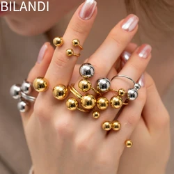 Bilandi Modern Jewelry For Women Metallic Silver Plated Gold Color Open Ball Rings Party Gift Popular Accessories Dropshipping