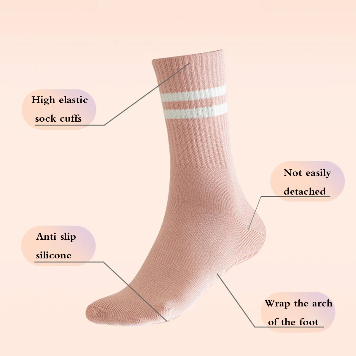 Pilates Socks with Grips for Women Yoga Socks Barre Socks Non Slip Socks of 1/2/3/6pairs
