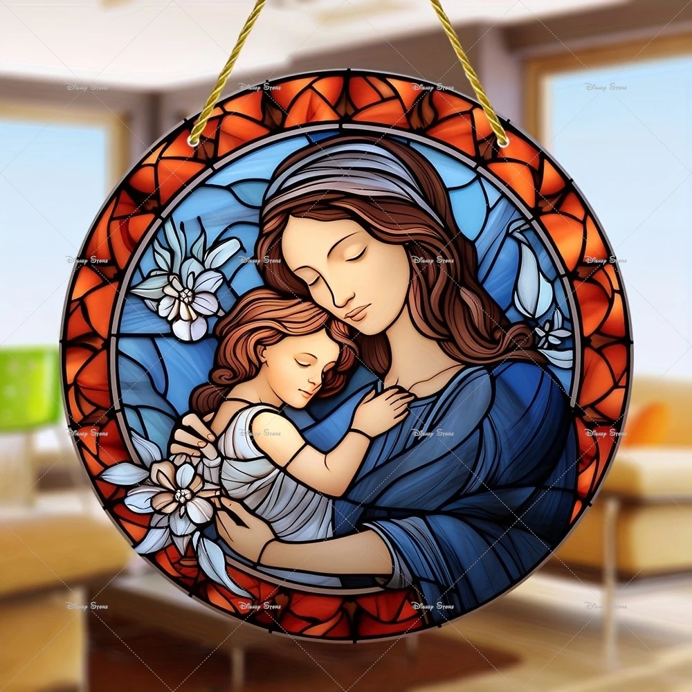 Advent Themed Wooden Sign Nativity Scene Wall Hanging Christmas Decoration Round Wooden Hanging Sign Gift For Family And Friends view 6