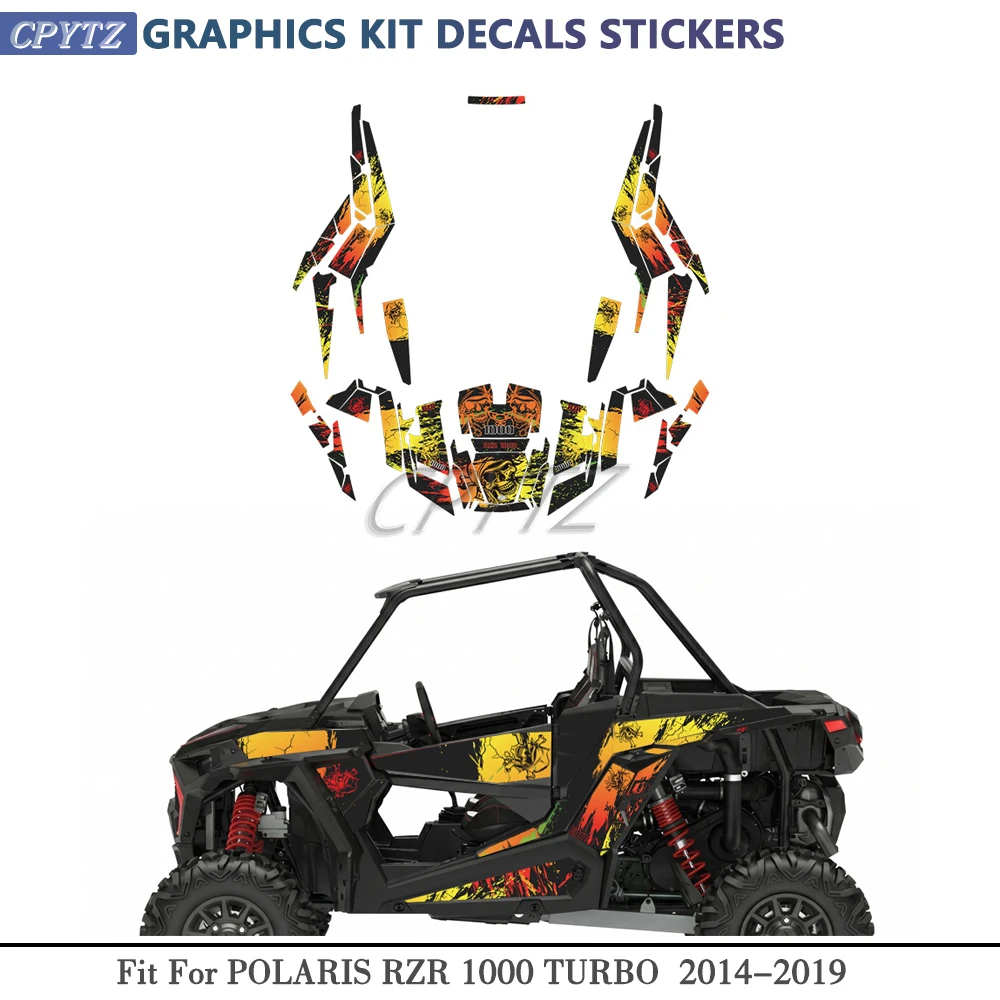GRAPHICS Custom Decals Stickers Graphics kit Fit For Polaris RZR 1000 2 Door Turbo 2014-2019 POLARIS RZR 1000 TURBO