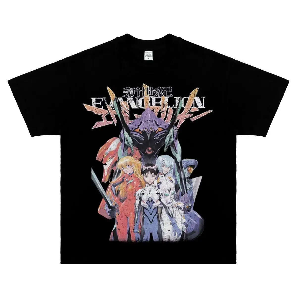 Cotton New Century Gospel Warrior EVA Vintage Anime Printed T-Shirt Short Sleeve Men's and Women's Kids High Quality Streetwear