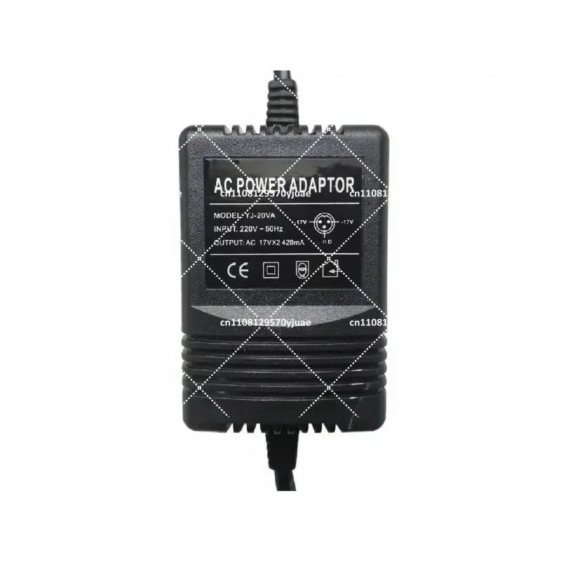 Power Supply Cord for Mixer, 3-Pin External Power Adapter, Dual 17V Transformer Replacement Accessory