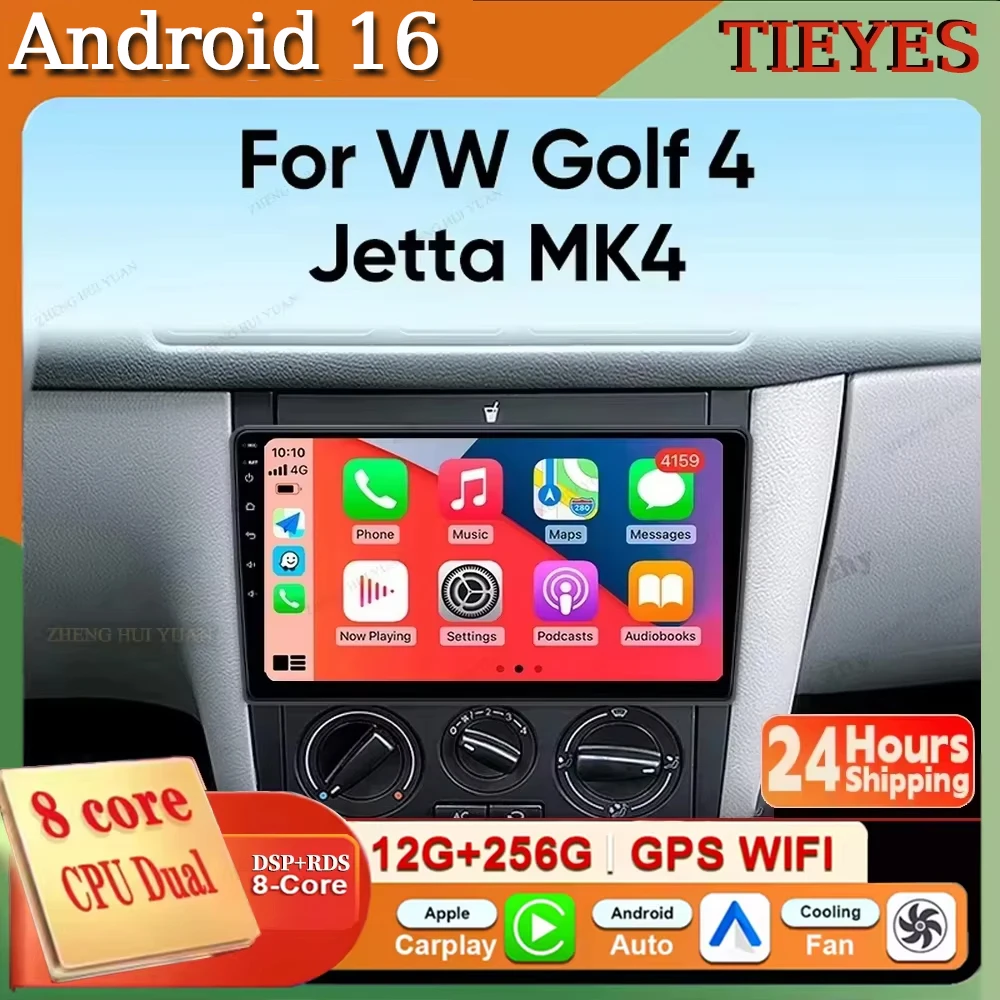 Car Radio Android 16 For Volkswagen VW Golf 4 IV Jetta MK4 Classics Multimedia Player Carplay GPS Android Auto Stereo DSP RDS