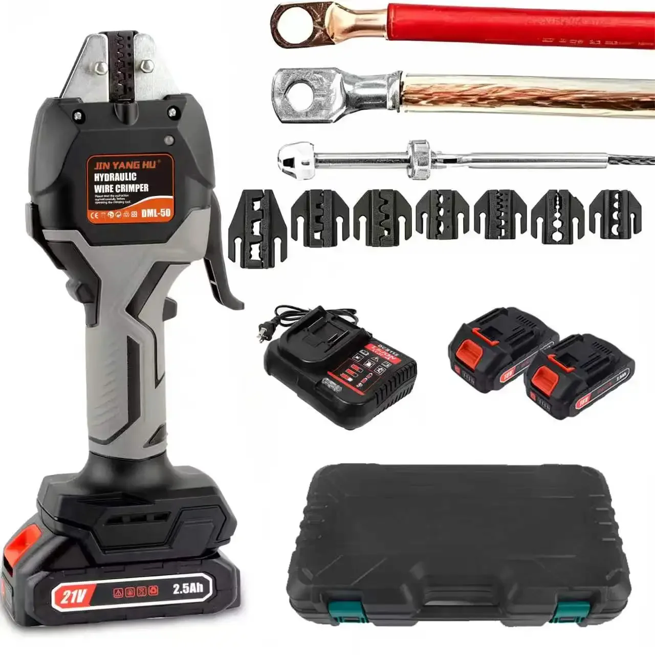 JR-50 Rechargeable Crimping Pliers Electric Crimping Pliers for Lithium-ion Cold-pressing Pre-insulated Tube-type Bare Terminal