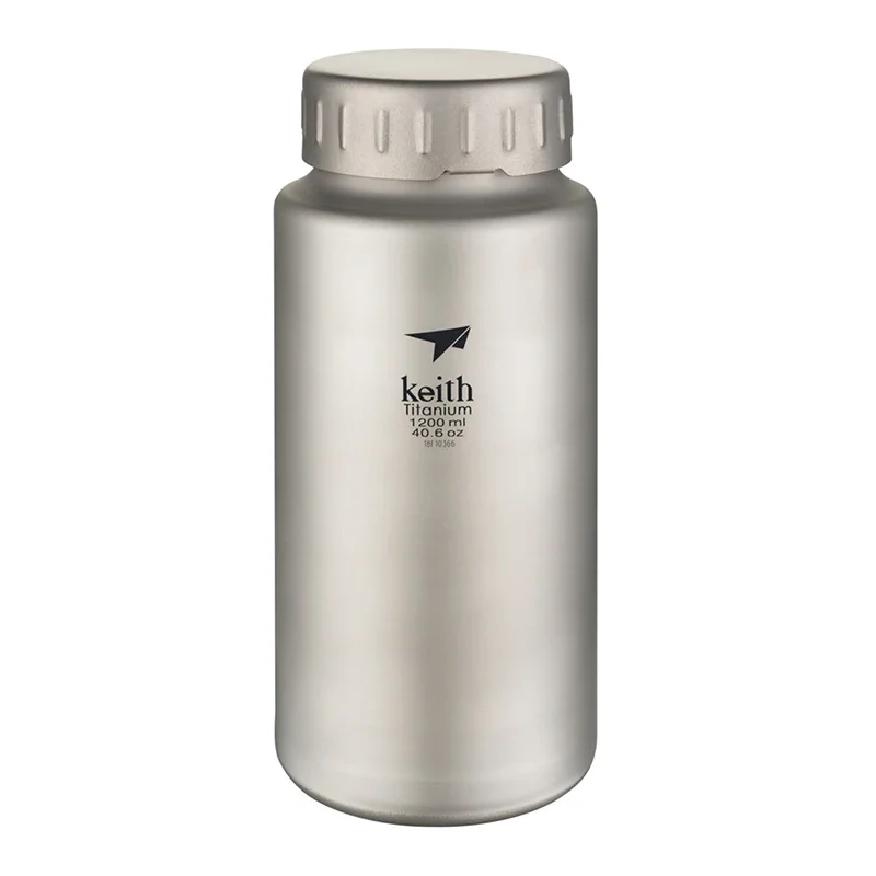 

Keith Camping Tableware Titanium Water Bottle 1.2L Non-threaded Wide Mouth Kettle for Outdoor Camping Hiking Travel Sport Ti3036