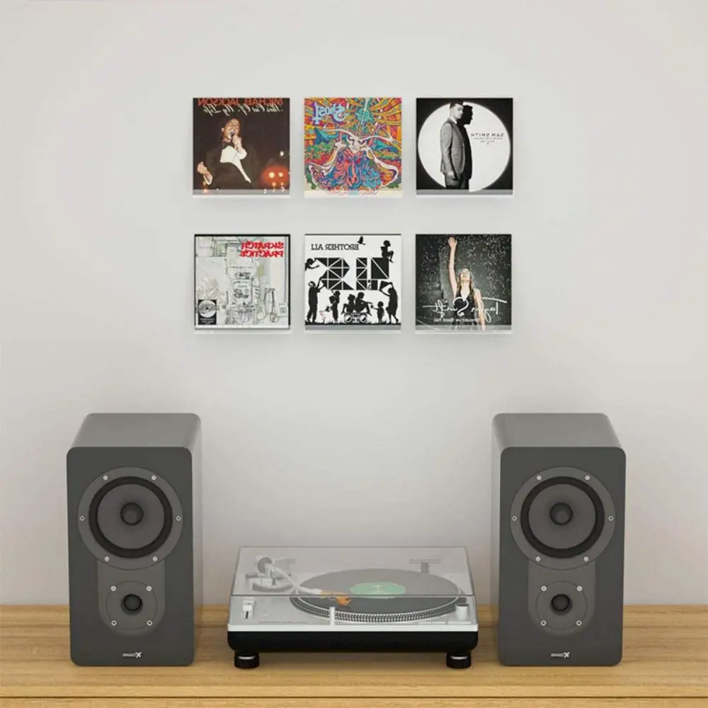 4/7/12inch Acrylic Record Display Stand Shelf Clear Wall Mounted Vinyl Record Holder Floating Shelves Record Album Storage Rack