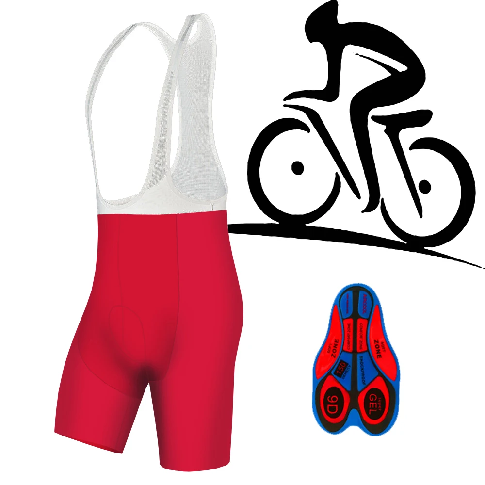 Red Cycling Bib Short Bicycle Shirt, Bike Wear Pant, Trousers Clothes, Jersey, Motocross Sports, Tight Gel Padded Cushion Belt