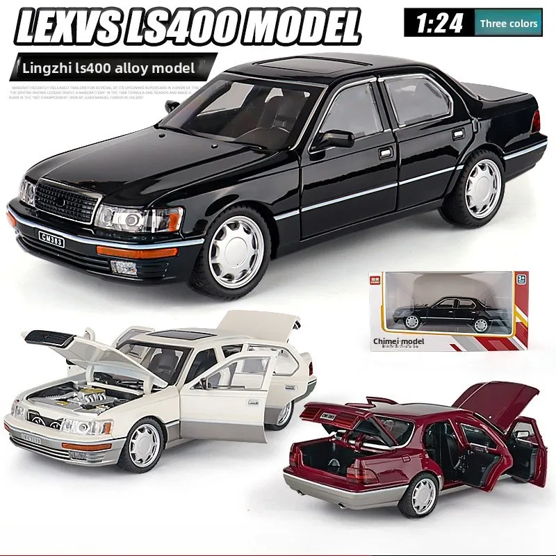 1:24 LS400 Luxury Retro Alloy Car Model Lighting Sound Effects Pull Back Boys Collection Ornament
