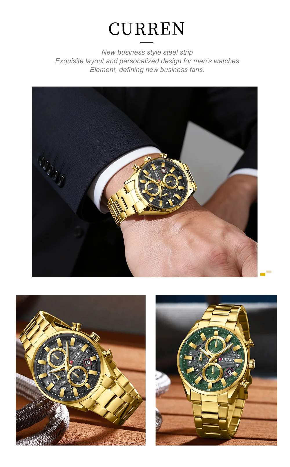 CURREN Top-Luxus-Business-Kalender, multifunktionale, wasserdichte Sport-Herren-Quarzuhr, Bau-Armbanduhr für Herren – Detail 2