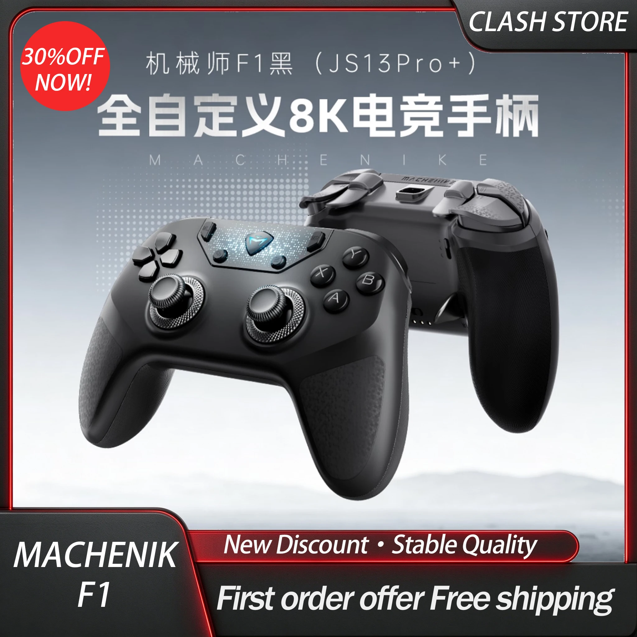 ACHENIKE F1 Tri-Mode Gamepad Dual 8K Fully Customizable TMR Joystick Hot-Swappable Micro Switch Gyro Control for Switch PC Steam