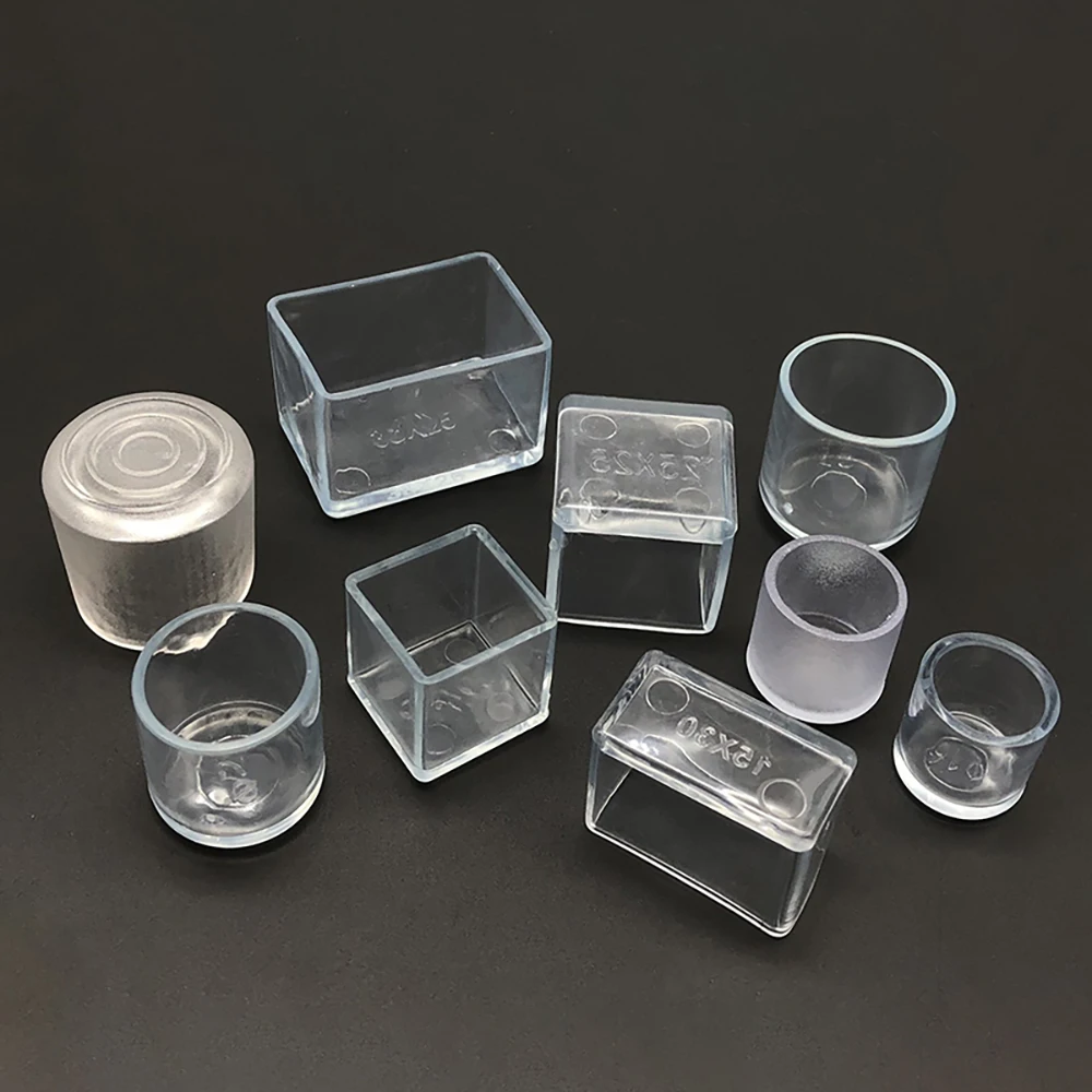 1-100Pcs Transparent PVC Chair Leg Cover Square/Round Non-slip Furniture Feet Caps Furniture Leveling Feet Hole Plug Dust Cover image 5